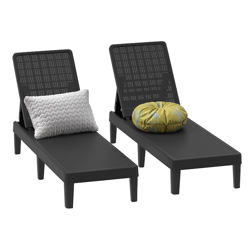 Outdoor Chaise Lounge Chairs (Set of 2) with Adjustable Backrest