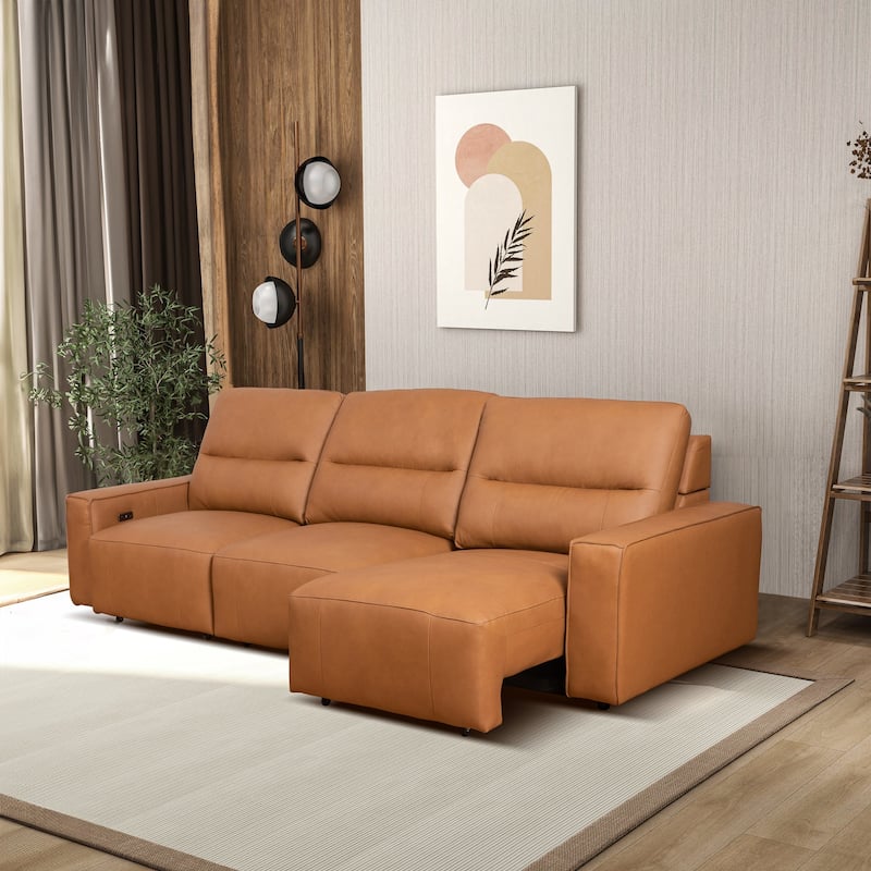 GDFStudio - Grant Top-Grain Leather Triple Power Convertible Sofa
