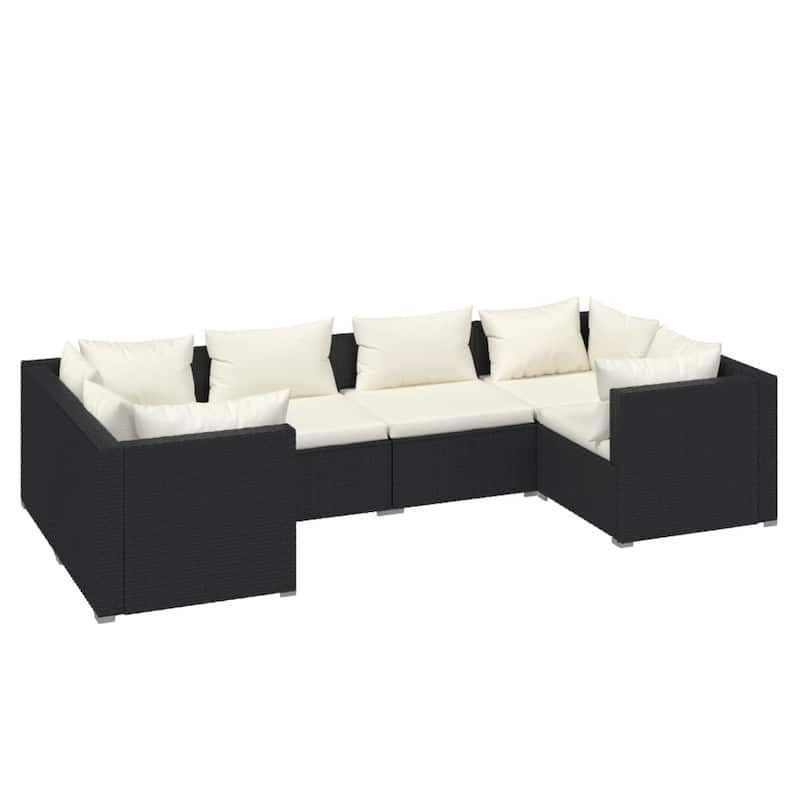 vidaXL Patio Lounge Set Outdoor Sectional Sofa Set Table Garden Poly Rattan - 27.6" x 27.6" x 23.8"