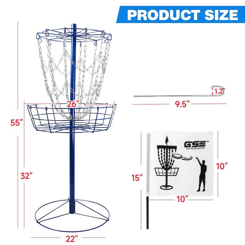 GSE™ Portable 12-Chain Disc Golf Targets Basket, Disc Golf Practice Goal Baskets
