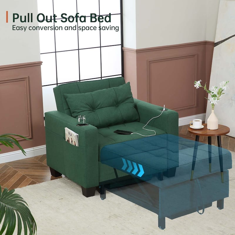Futon Chair Bed Convertible Chair 3-in-1 Pull Out Sleeper Chair Beds for Living Room
