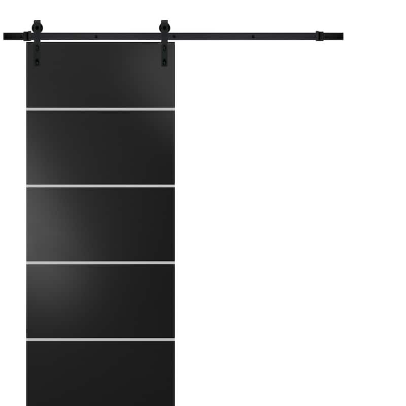 Sturdy Barn Door 36 x 80 Planum 0210 Matte Black with 6.6FT - Black - 42" x 96"