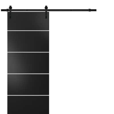 Sturdy Barn Door 36 x 80 Planum 0210 Matte Black with 6.6FT