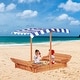 preview thumbnail 14 of 18, Kids Sandbox with Adjustable Cover, 46'' Wooden Sand Box with 2 Foldable Bench Seats, Outdoor Sandpit for Backyard Play