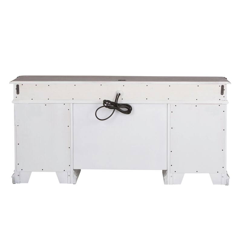 Magnolia Manor Antique White & Weathered Bark Credenza