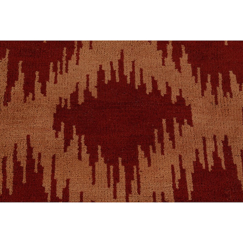 Hand Knotted Oriental 100% Wool Carpet Modern Geometric Oranges & Rust Moroccan Area Rug - 13' 4'' X 10' 0''