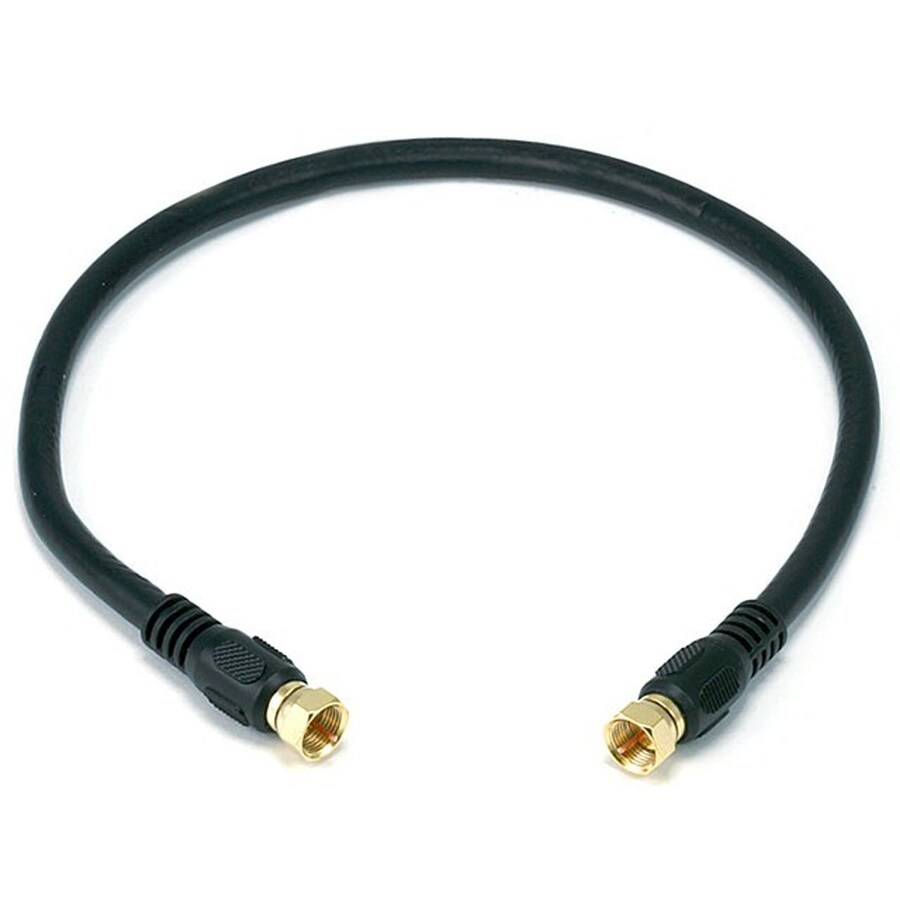 Shop Monoprice 1 5ft Rg6 18awg 75ohm Quad Shield Cl2 Coaxial Cable With F Type Connector Black Overstock 19620015