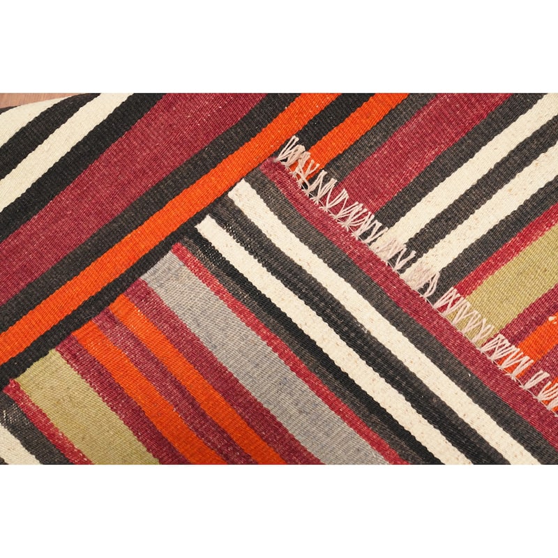 Hand Woven Oriental 100% Wool Carpet Southwestern Tribal Multi-Colored Kilim Area Rug - 11' 5'' X 5' 1''
