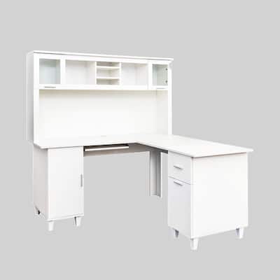 Computer Desk for Home Office with Storage Shelves, Drawers, and Cabinets, Spacious Workstation