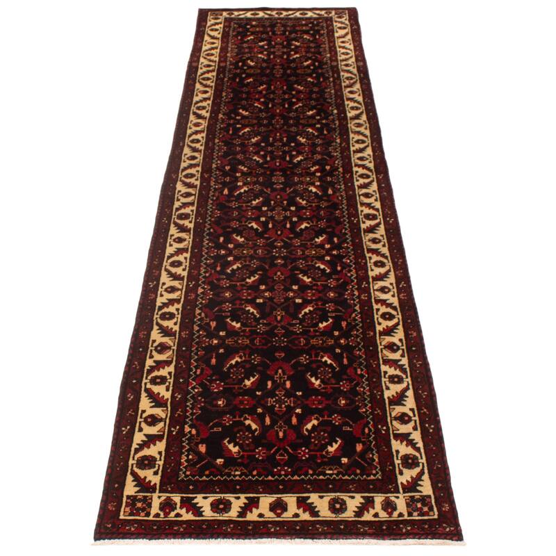 ECARPETGALLERY Hand-knotted Andelz Black, Red Wool Rug - 3'4 x 13'8