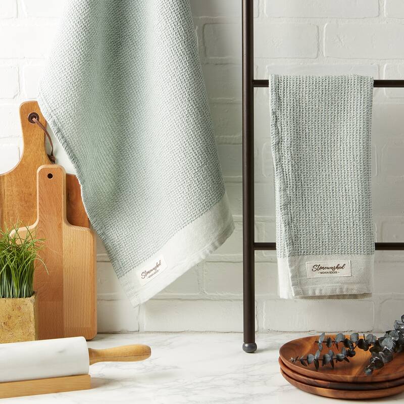 DII Washed Waffle Woven Dishtowel Set of 2
