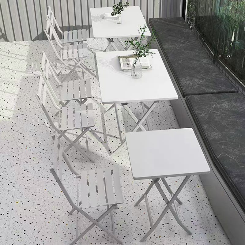 3 Piece Outdoor Patio Bistro Set of Foldable Square Table and Chairs, Red
