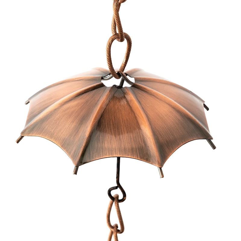 Glitzhome 8.5ft Faux Copper Umbrella Shaped Rain Chain with Clip