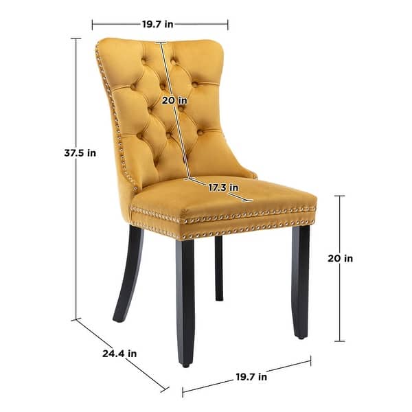 dimension image slide 1 of 3, High-end Tufted Velvet Upholstered Nailhead Dining Chair Set of 6