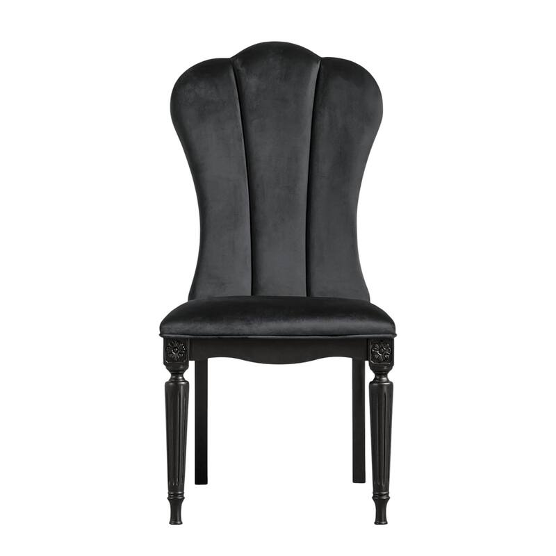 Set of 2 Upholstered Dining Chairs with Turned Fluted Legs
