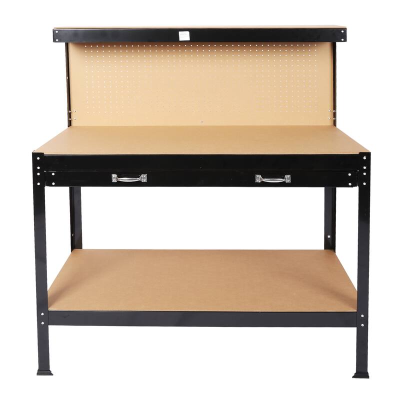 63'' Steel Workbench with Drawer and Peg Board