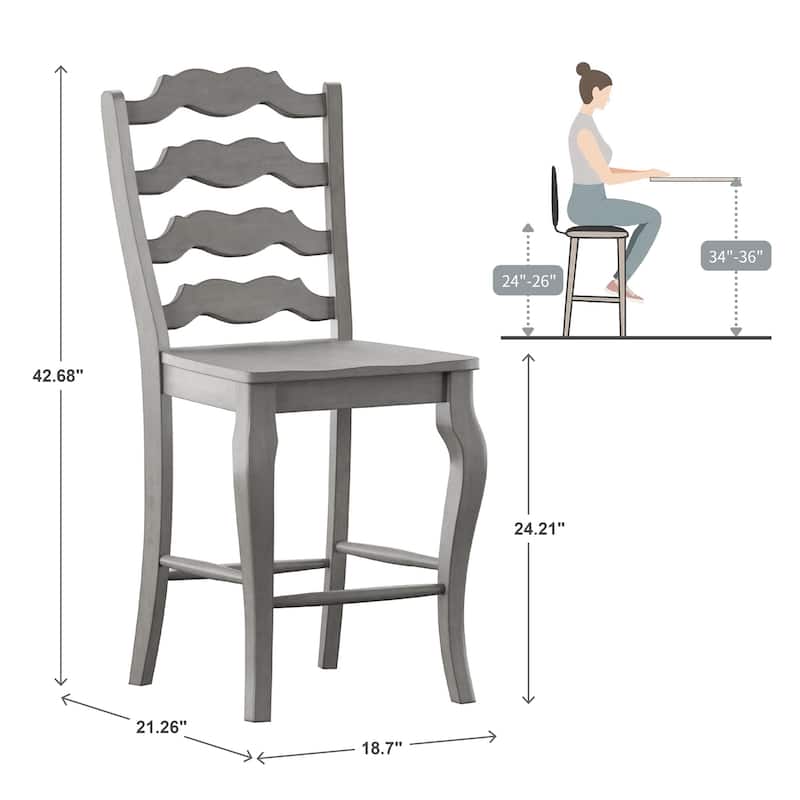 Eleanor French Ladder Back Wood Counter Chair (Set of 2) by iNSPIRE Q Classic