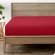 preview thumbnail 38 of 89, Bare Home Double Brushed Deep Pocket Fitted Sheet Full - Red