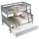 preview thumbnail 8 of 55, Detachable Rubber Wood Twin Over Full Bunk Bed with Trundle,Convertible Ladder and Guardrail,Kids and Baby