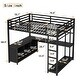 preview thumbnail 6 of 9, Full Size Loft Bed with L-shaped Desk, Built-In Wardrobe and Storage Shelves, Metal Bed Frame with Guardrails for Esports, Work