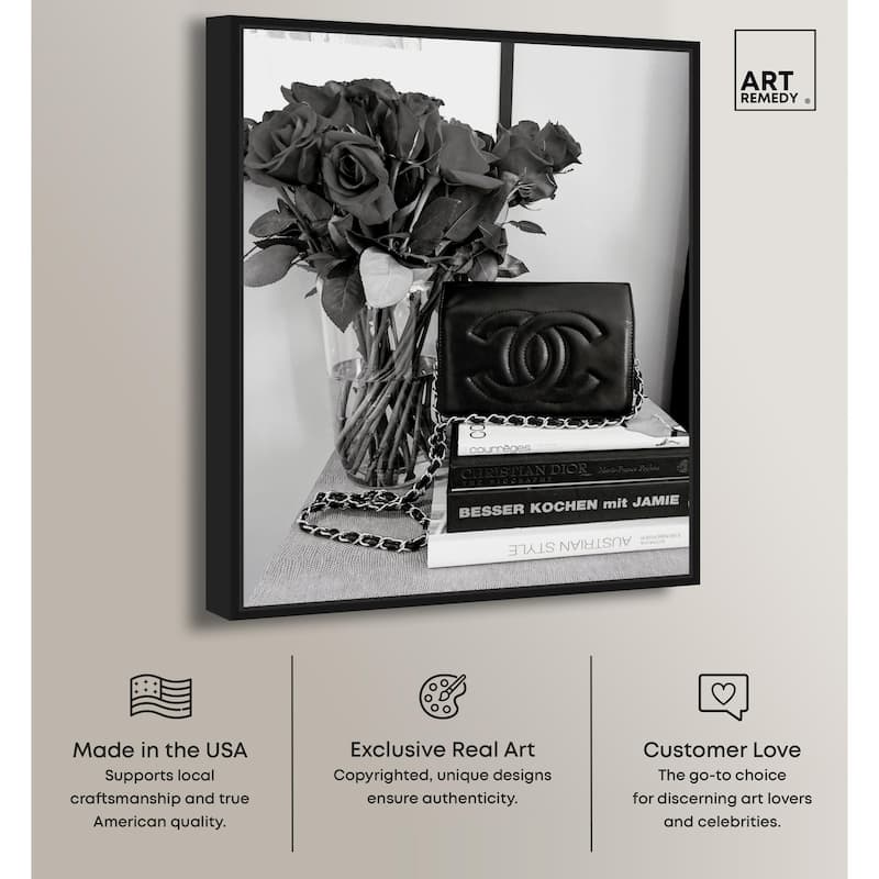 Classic Bag and Roses Canvas by Art Remedy