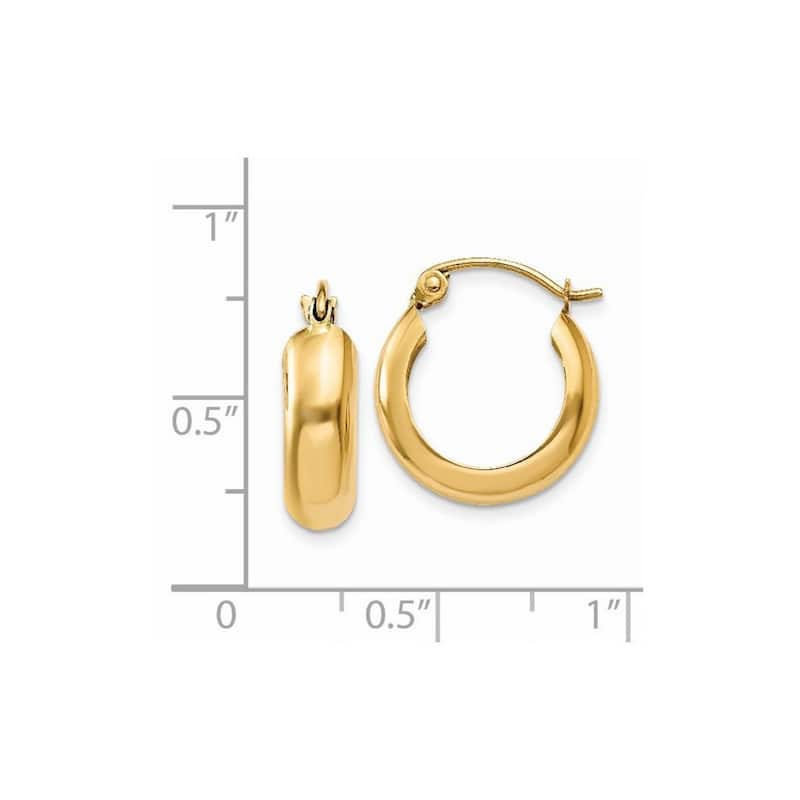 Curata 14k Yellow Gold Polished 13x4mm Round Hoop Earrings