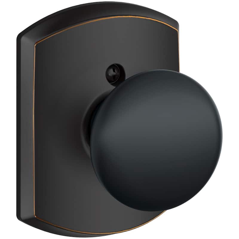 Schlage Plymouth Non-Turning One-Sided Dummy Door Knob with Greenwich - Aged Bronze