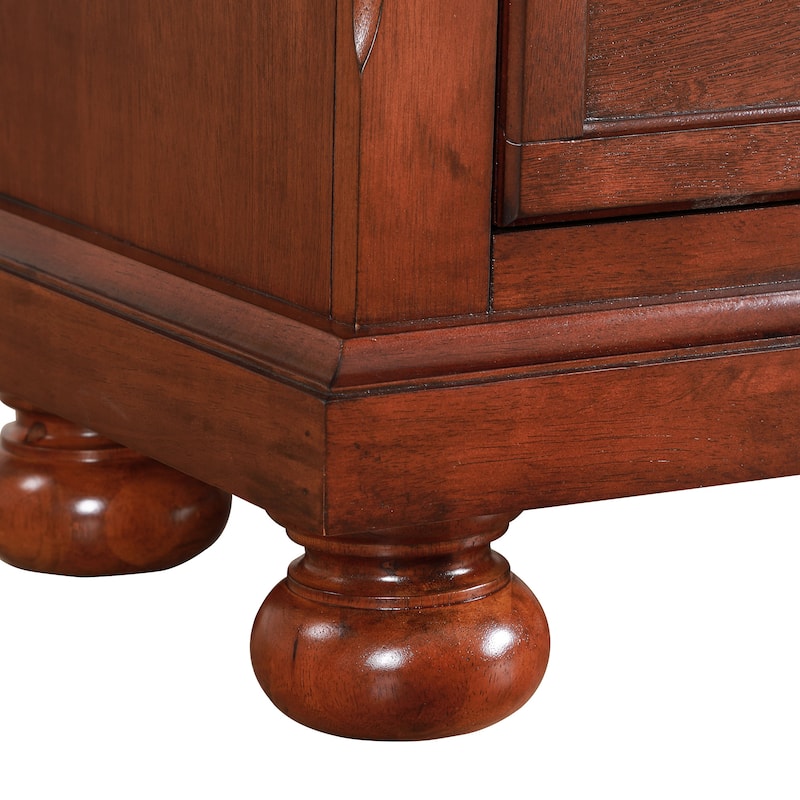 Modern Cherry Wooden Nightstand/Bedside Table with 2 Drawers