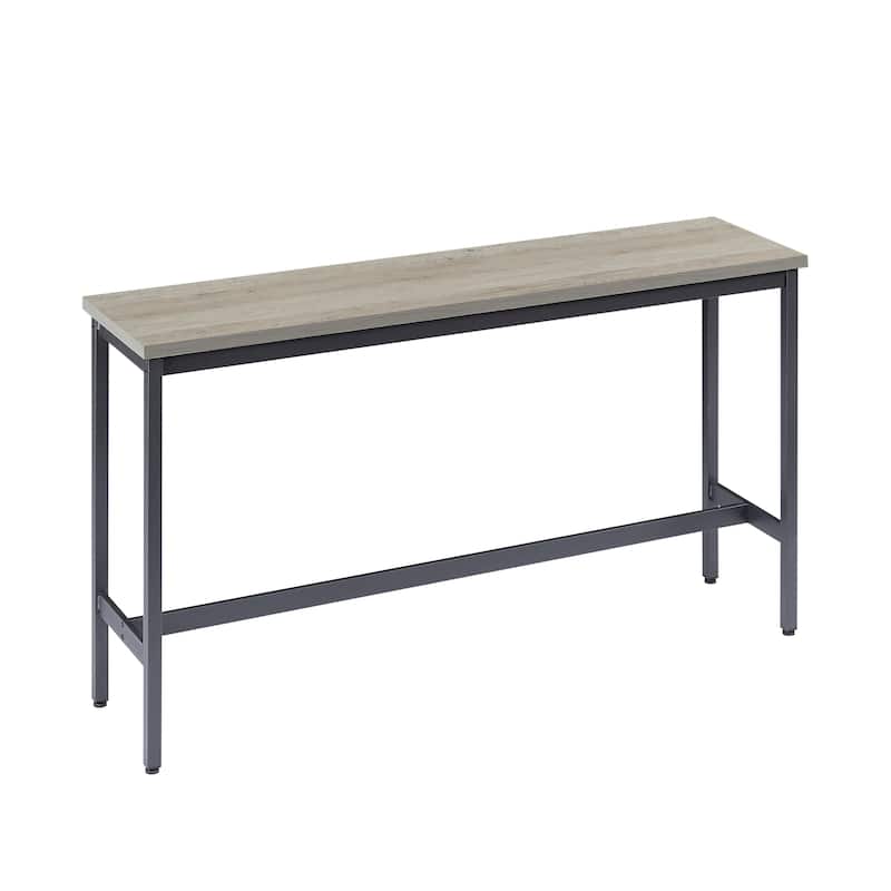 Long Bar Table Set with 3 PU Upholstered Bar Stools - N/A