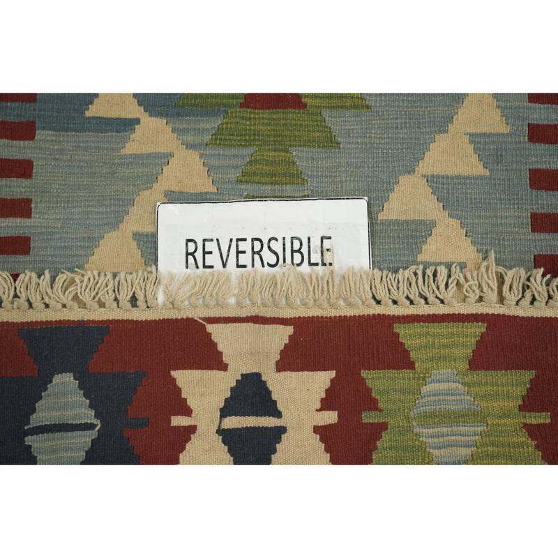 Hand Woven Oriental 100% Wool Carpet Southwestern Tribal Navy Blue & Blues Kilim Area Rug - 6' 0'' X 4' 0''