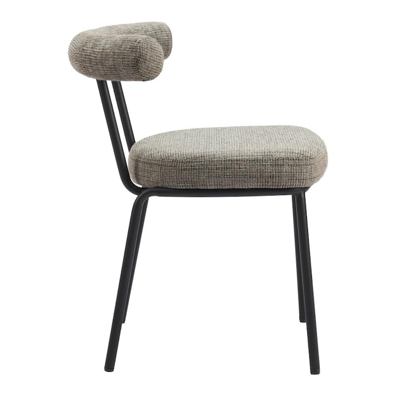 HomeRoots Set of Two Green and Black Upholstered Chenille Open Back Dining Side Chairs - 23' X '29.9' X '23