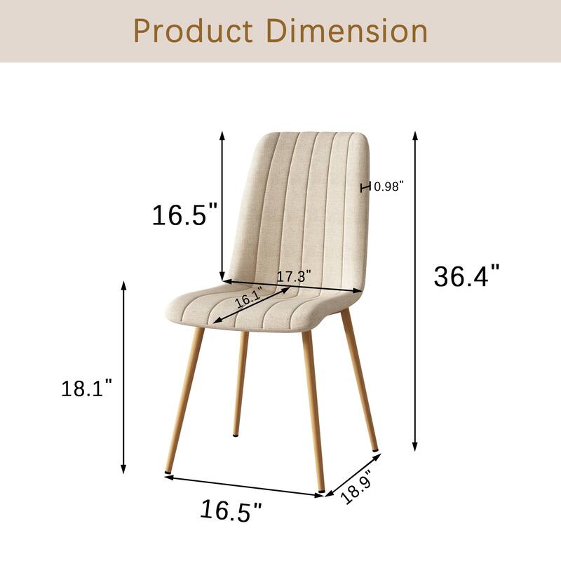 Modern Style Linen Solid Back Side Chair,Set of 4 Dining Chairs