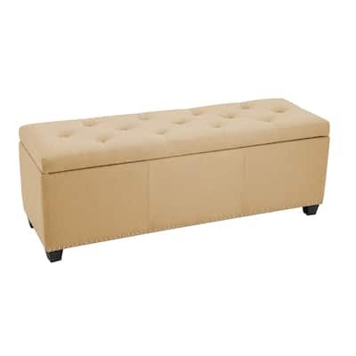 Porthos Home Hekla Fabric Upholstered Flip Top Storage Ottoman Bench