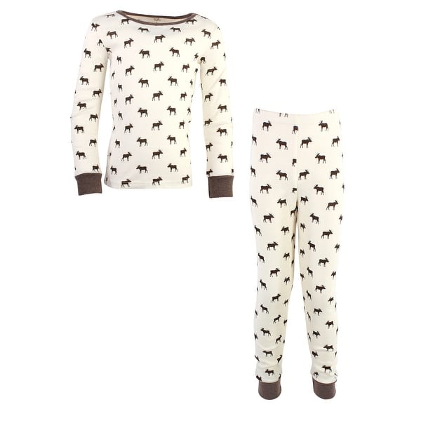 slide 1 of 1, Touched by Nature Toddler and Kids Boy Organic Cotton Tight-Fit Pajama Set, Moose 2T - Moose