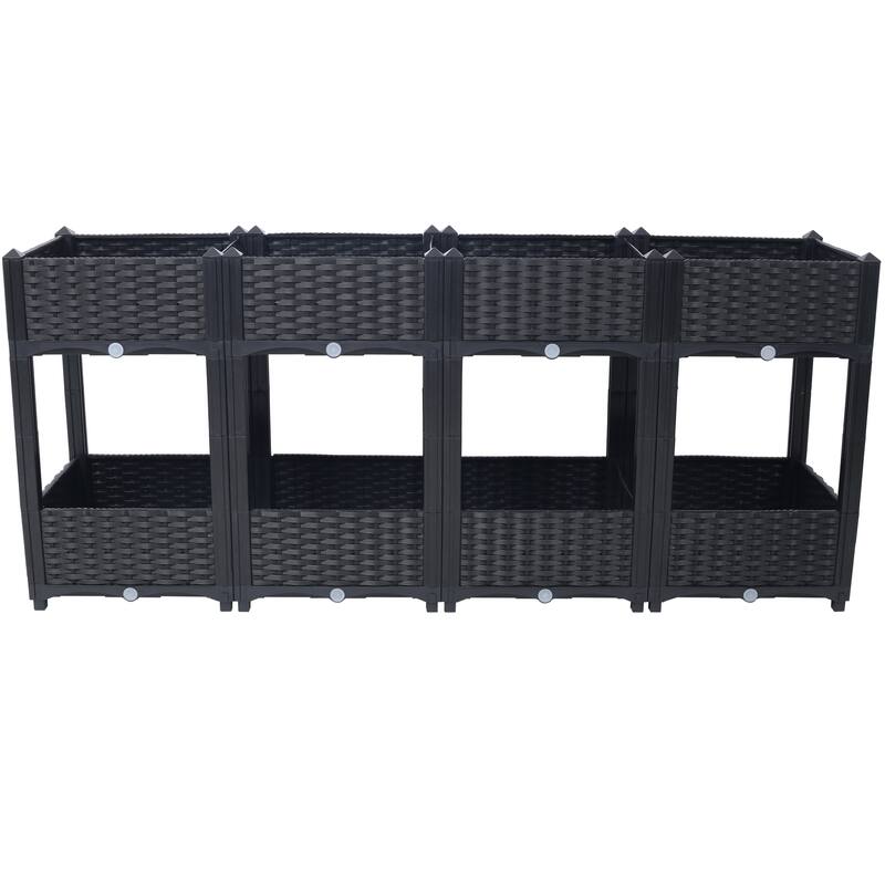 Modern Minimalist Garden Bed with Drainage Plug Raised Bottom Drainage Holes, for Vegetable Flower Herb Outdoor - 8' x 10'