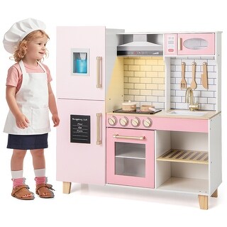 Gymax Kitchen Playset for Kids w/ Realistic Lights & Sounds Range Hood
