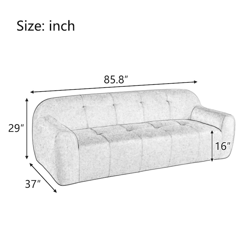 Chenille Fabric 3-Seater Sofa with Tufted Style and Full Sponge Compression Design