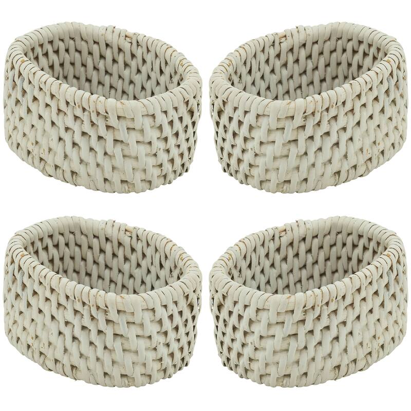 Woven Design Rattan Napkin Rings (Set of 4)