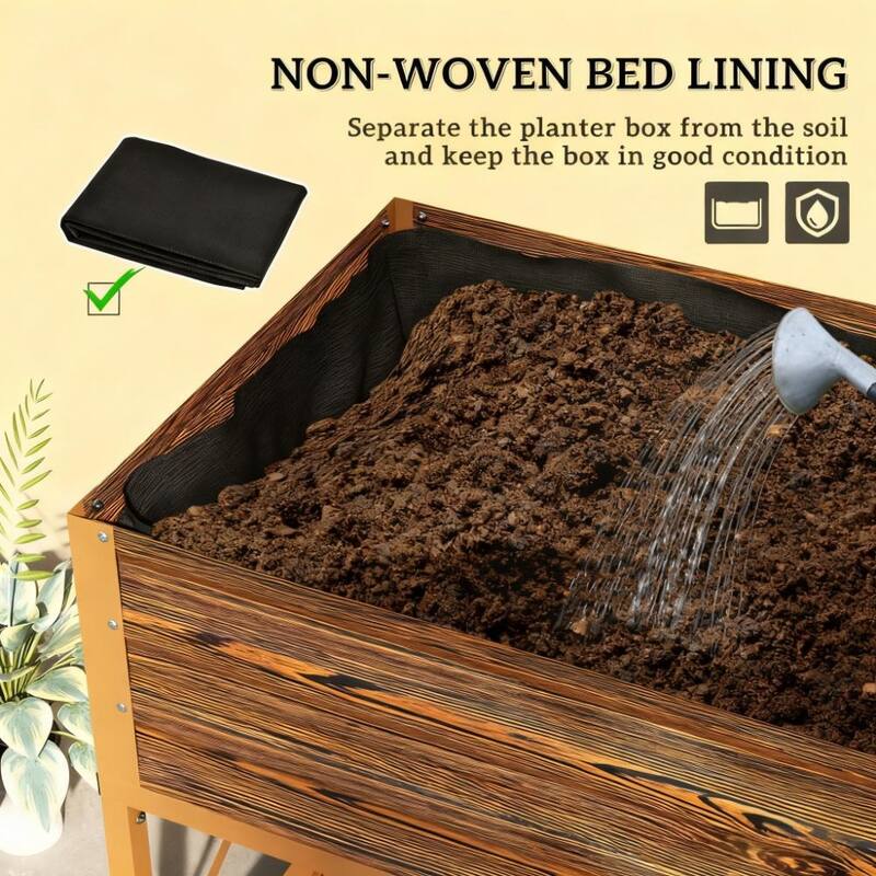 Elevated Gardening Bed with Bottom Storage Shelf for yard patio garden