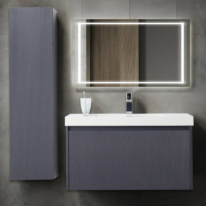 Blossom Positano 36" Floating Vanity with Sink & Side Cabinet - Night Blue