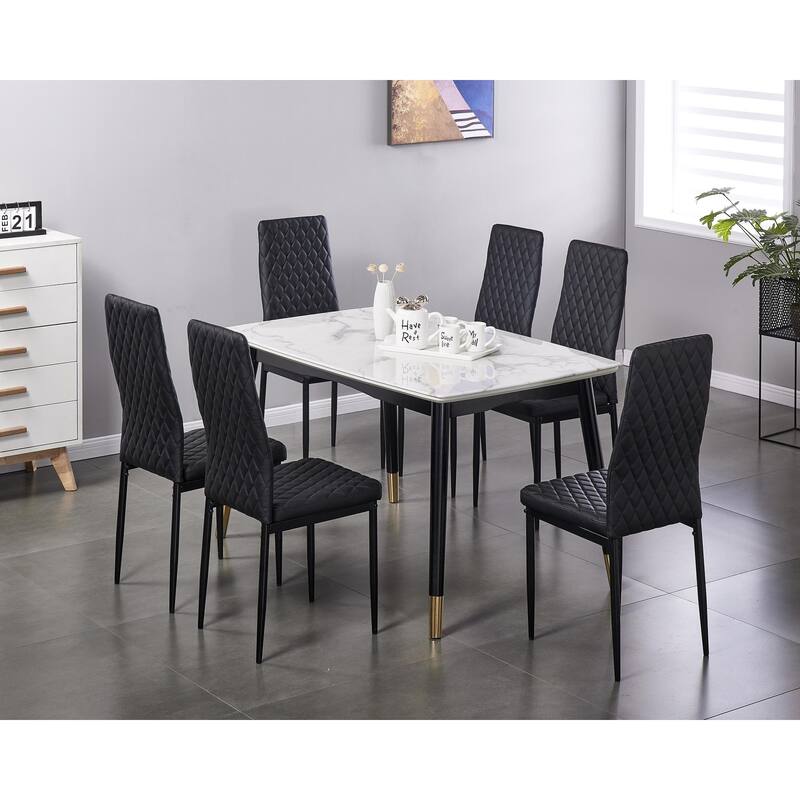 Modern Minimalist Fireproof Leather Dining Chair,Set of 6