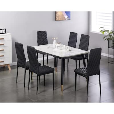 Modern Minimalist Fireproof Leather Dining Chair,Set of 6