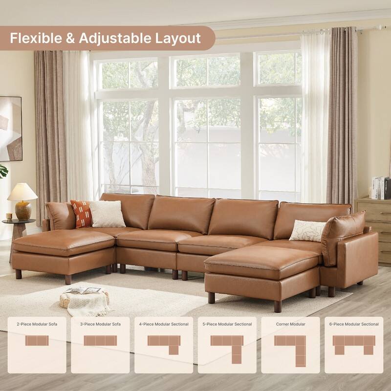 Spruce & Spring Modular Cloud Couch Sofa with Wood Legs for Living Room