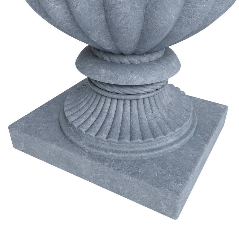 Lotus Elegant Urn Planter Pot in Fiberstone and MgO Clay with Drainage Holes for Indoor Outdoor Home Office Yard Patio Decor