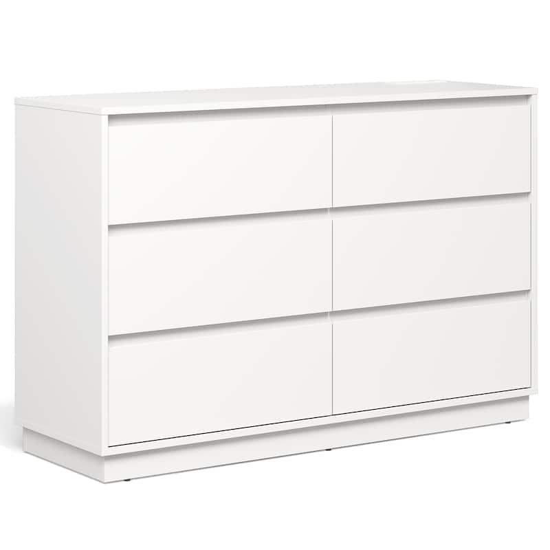 47" Wide 6 Drawer Dresser for Bedroom with Charging Station - White