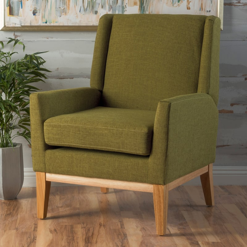 Green Modern 27.5" Upholstered Accent Chair with Wide Cushion and Wood Legs for Living Room