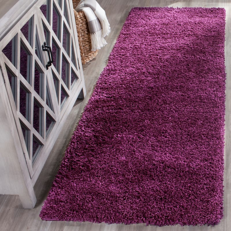 SAFAVIEH California Premium Shag Izat 2-inch Thick Area Rug - 2'3" x 15' Runner - Purple