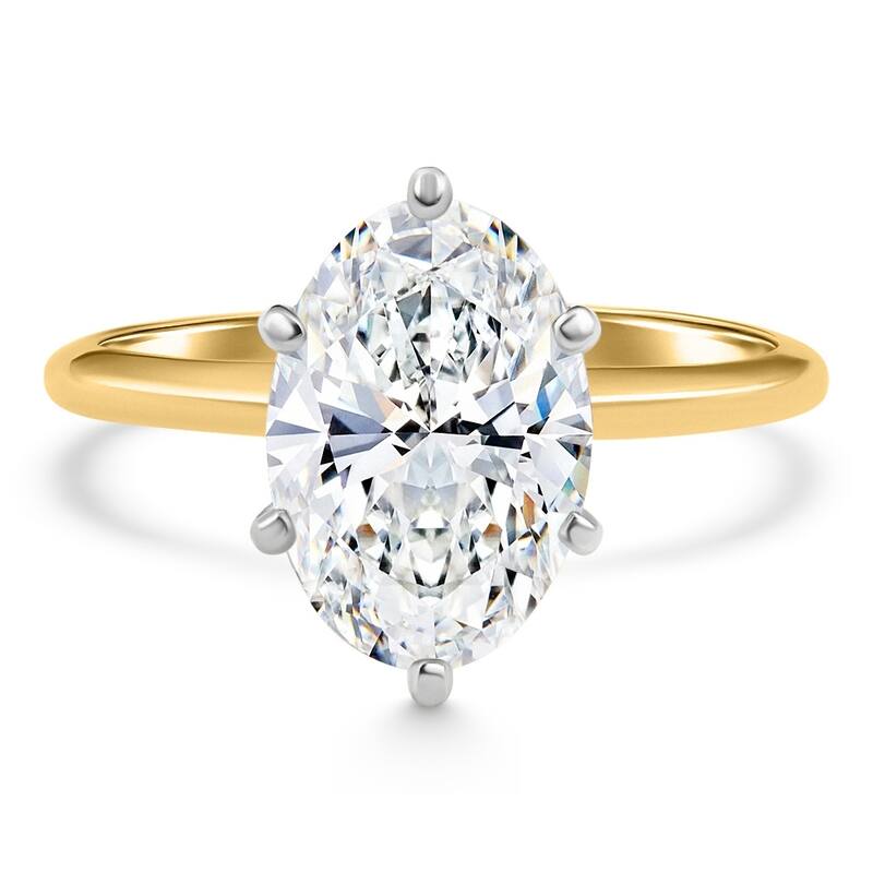 Bliss Diamond Certified 4Ct Oval Solitaire Diamond Engagement Ring Gold Lab Grown
