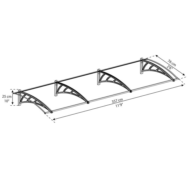Neo 2.5 ft. Gray/Diffused Door and Window Awning series