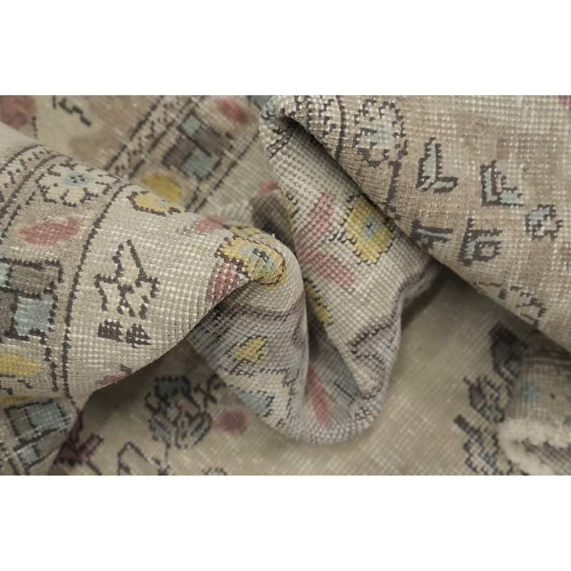 Hand Knotted Oriental 100% Wool Carpet Traditional Floral Beige & Ivories Tabriz Area Rug - 12' 3'' X 10' 0''